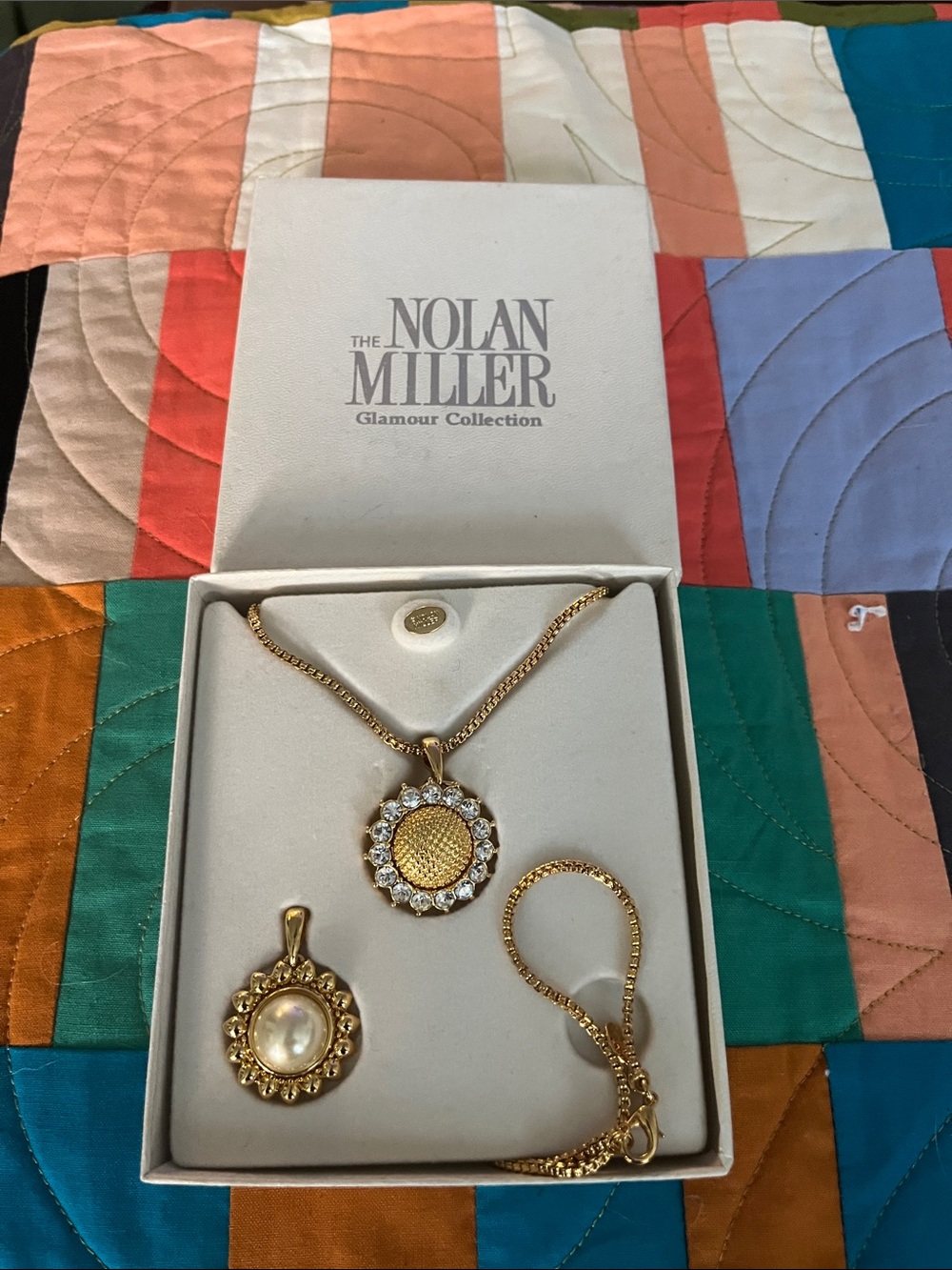 Nolan Miller Gold-Tone Pendant Necklace Set with Pearl and Crystal Accents